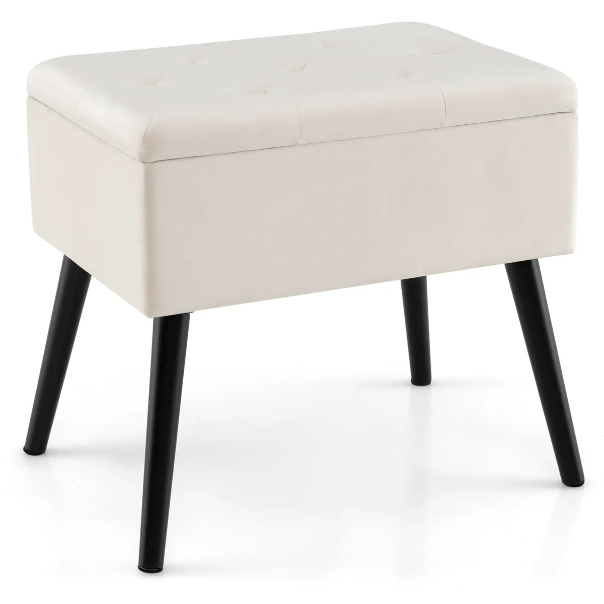Velvet Storage Ottoman with Solid Wood Legs for Living Room Bedroom, photo 9 of 10