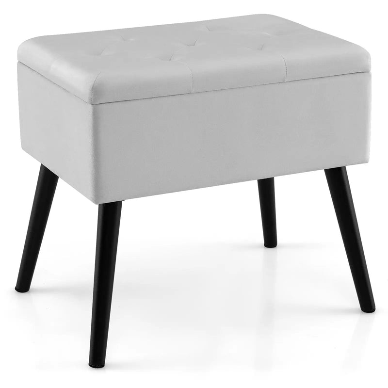 Velvet Storage Ottoman with Solid Wood Legs for Living Room Bedroom by DirectDeals