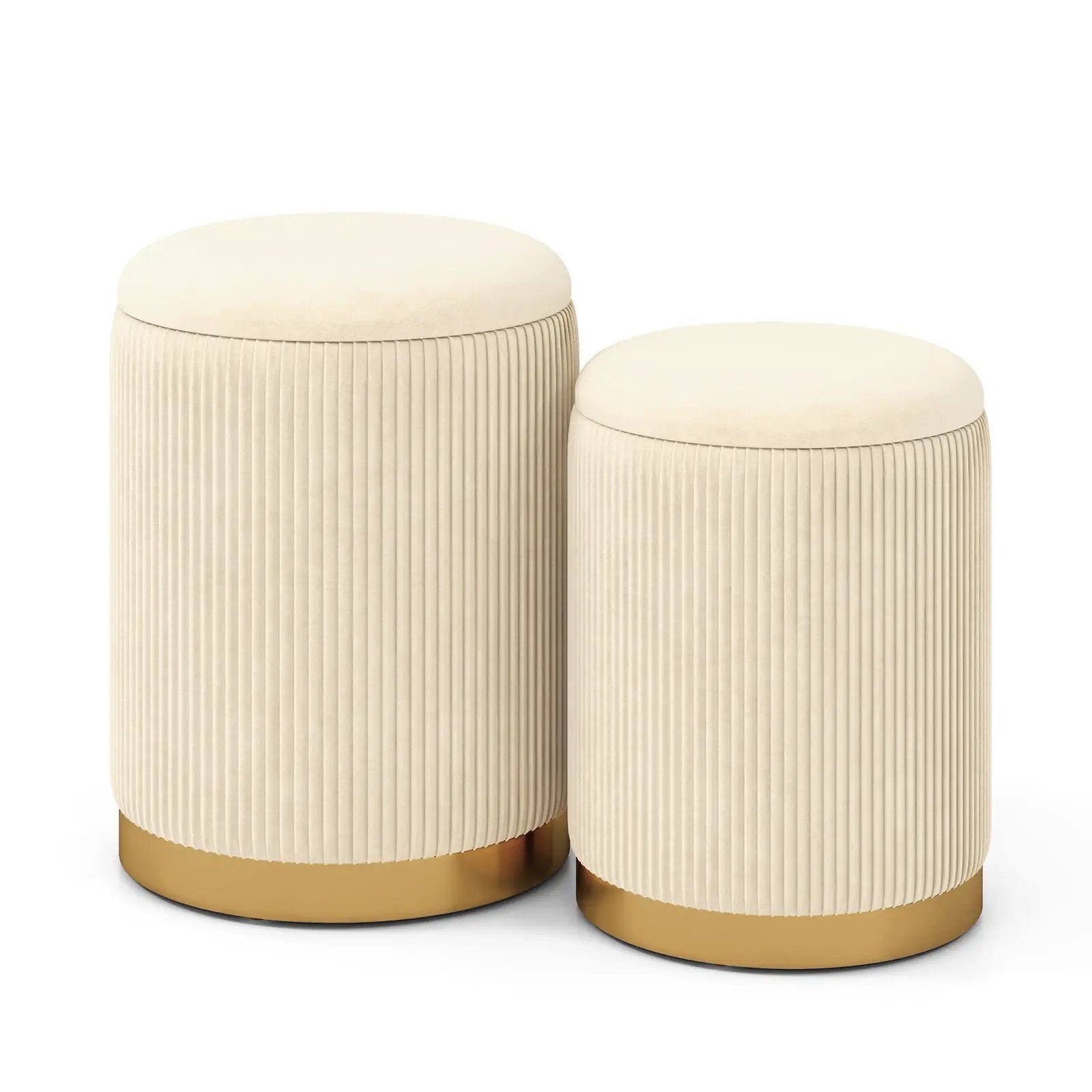 Velvet/Linen Fabric Storage Ottoman Set of 2 by DirectDeals