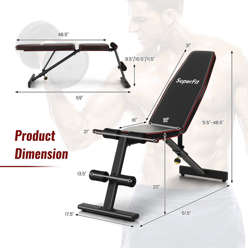 Adjustable Weight Bench Strength Training Bench for Full Body Workout by DirectDeals
