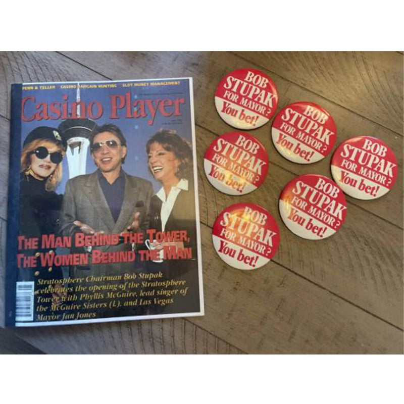 Bob Stupak For Mayor You Bet Pinback Badge You Bet 1987 Las Vegas Nevada NEW by Selzalot
