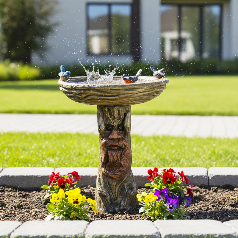 Concrete Stone Bird Bath Old Man Tree Face 23 Inch, photo 2 of 13