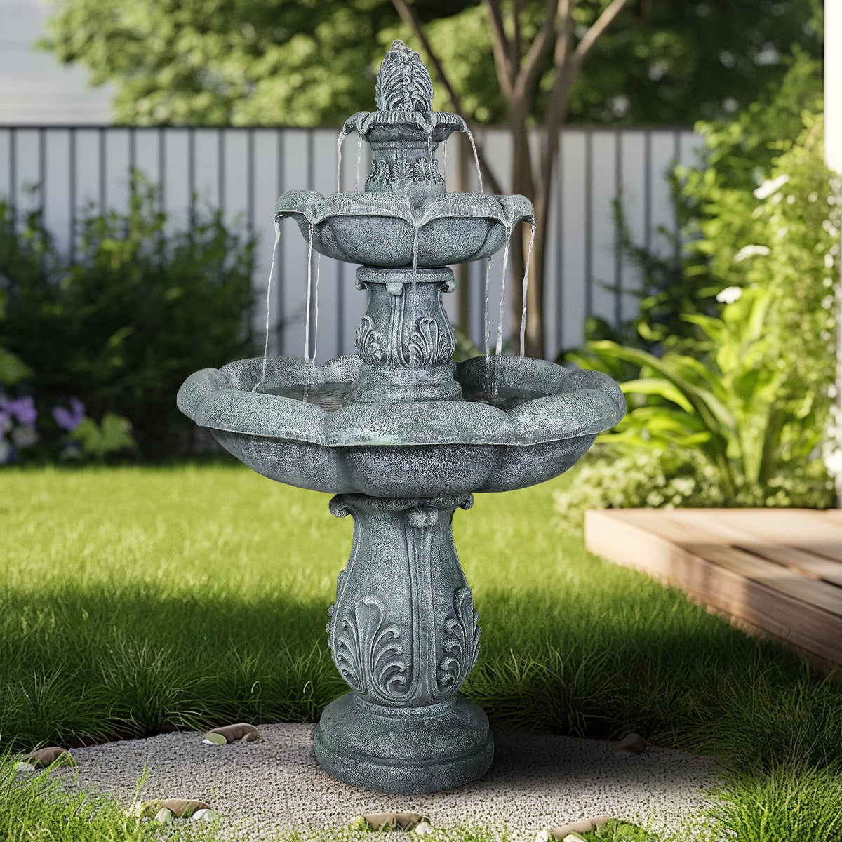 Concrete Pedestal Fountain Ornate 3 Tier Outdoor, photo 5 of 12