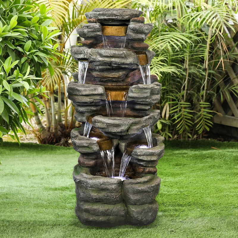 Resin Stepped Shale Outdoor Rock Fountain with Warm LED, photo 3 of 7