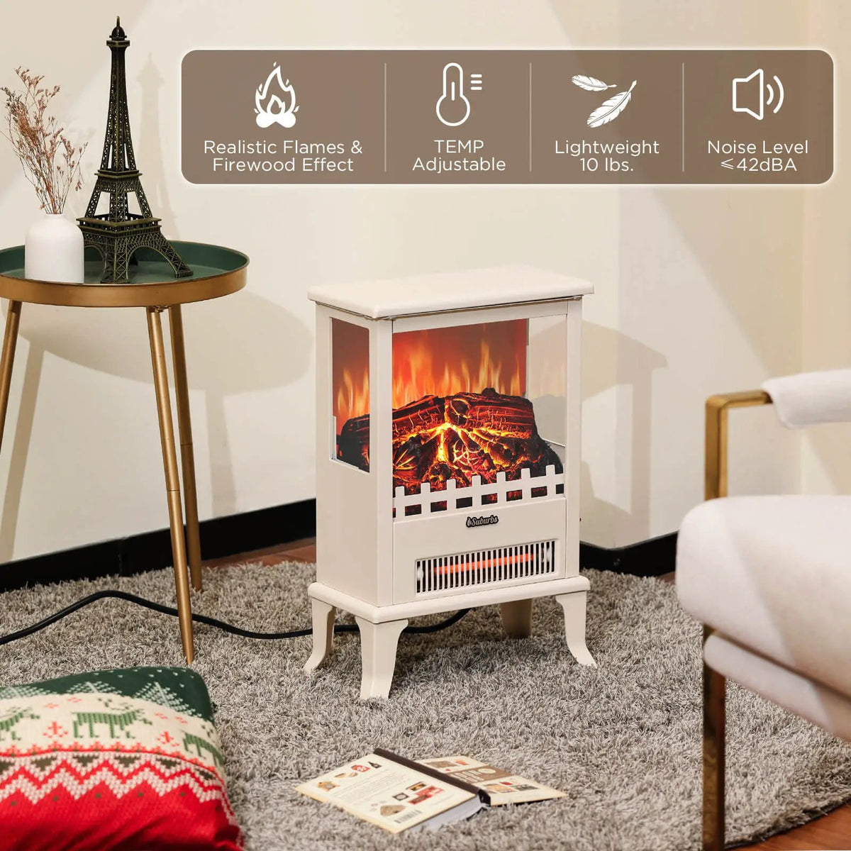 Suburbs TS17Q Electric Fireplace Stove Heater by TURBRO