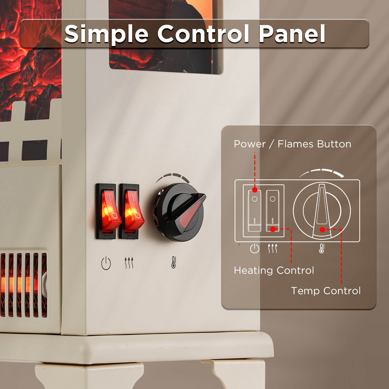 Suburbs TS17Q Electric Fireplace Stove Heater by TURBRO