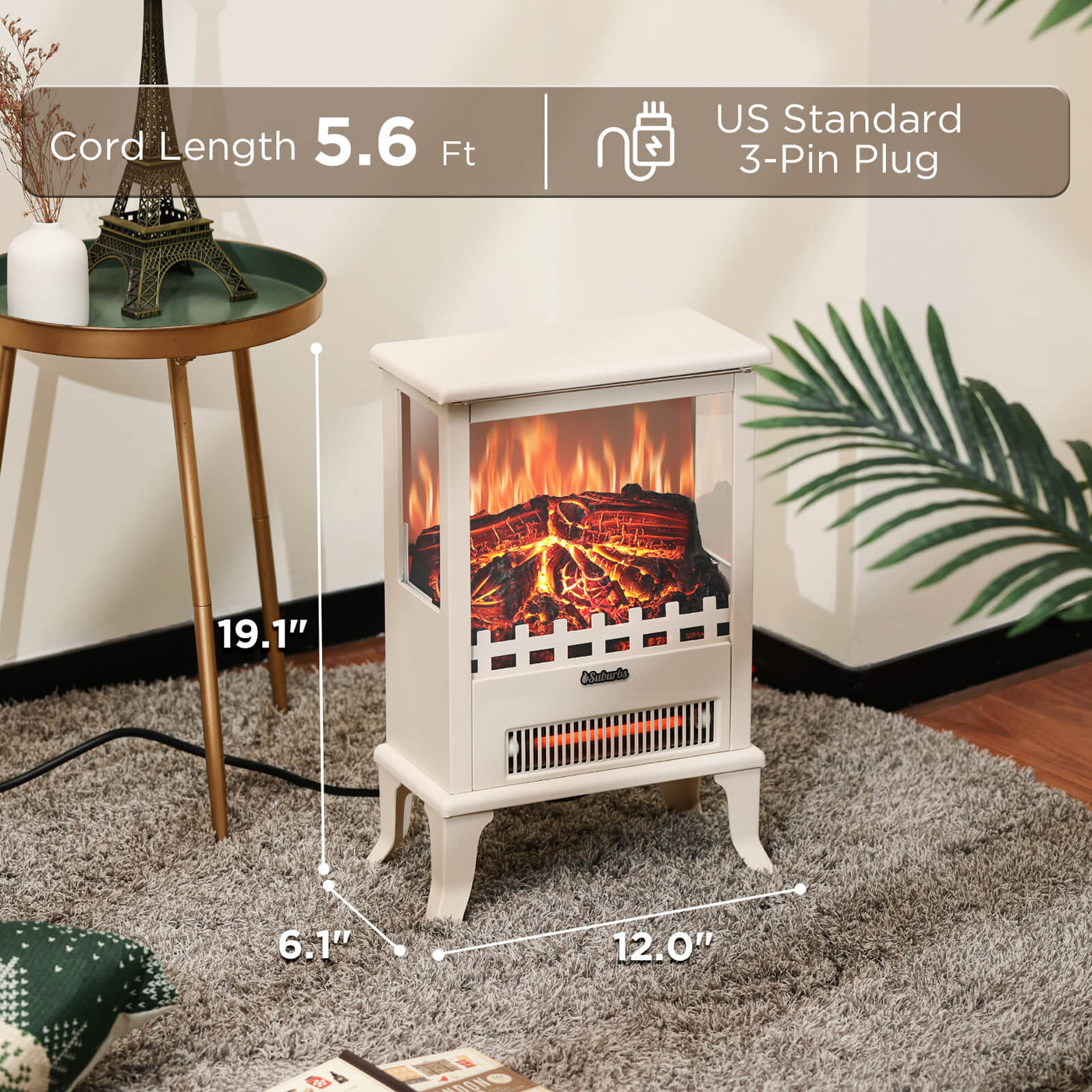 Suburbs TS17Q Electric Fireplace Stove Heater by TURBRO