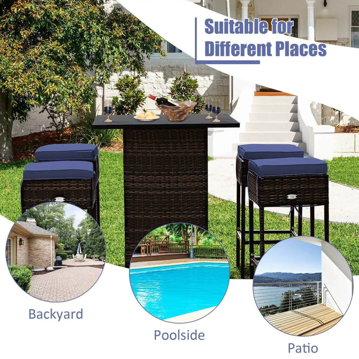5 Pieces Patio Rattan Bar, photo 6 of 11