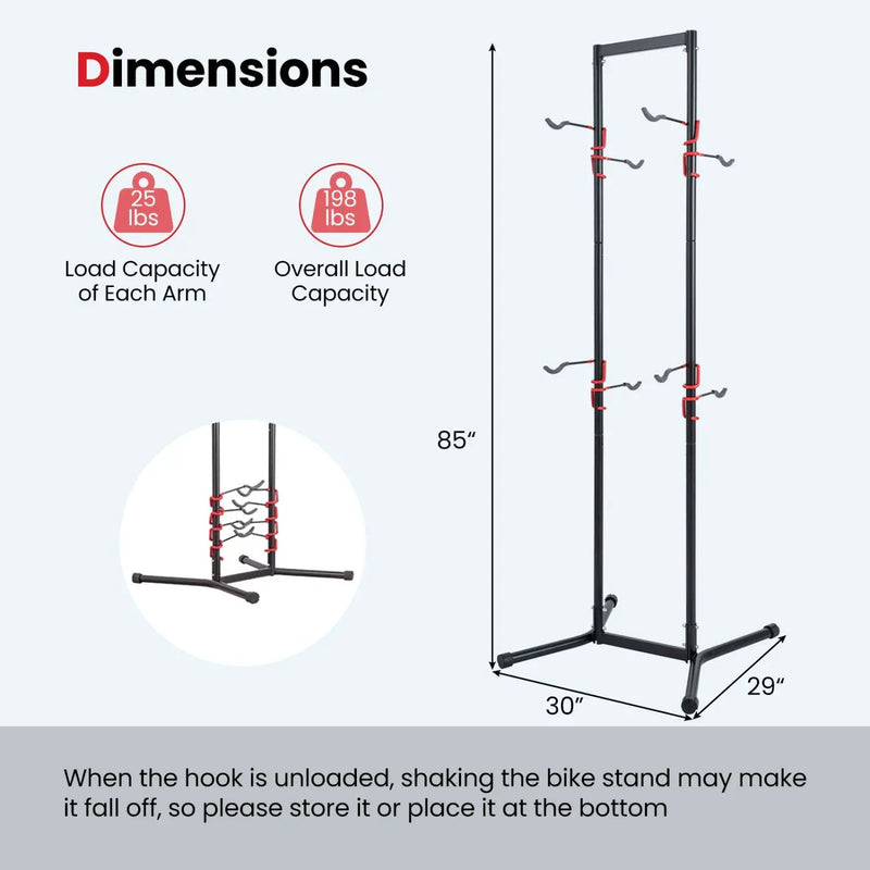 4-Bike Vertical Storage Rack with Adjustable Arms by DirectDeals
