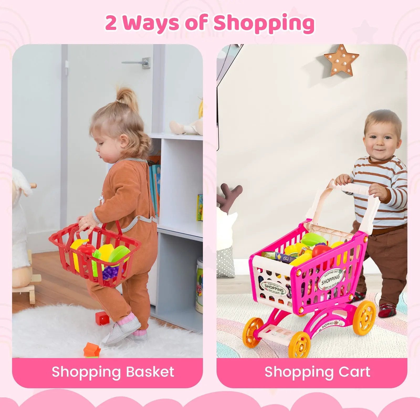 Supermarket Playset for Kids 76 PCS Pretend Play Grocery Store Set with Shopping Cart by DirectDeals