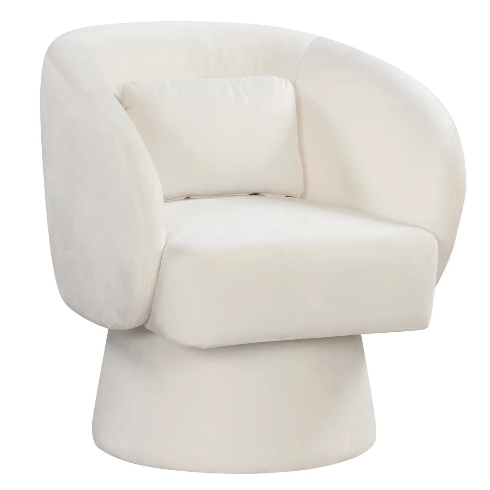 Swivel Accent Chair Upholstered Barrel Chair with Curved Back and Removable Lumbar Pillow by DirectDeals
