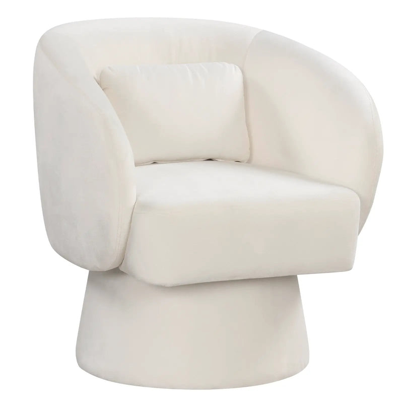 Swivel Accent Chair Upholstered Barrel Chair with Curved Back and Removable Lumbar Pillow by DirectDeals