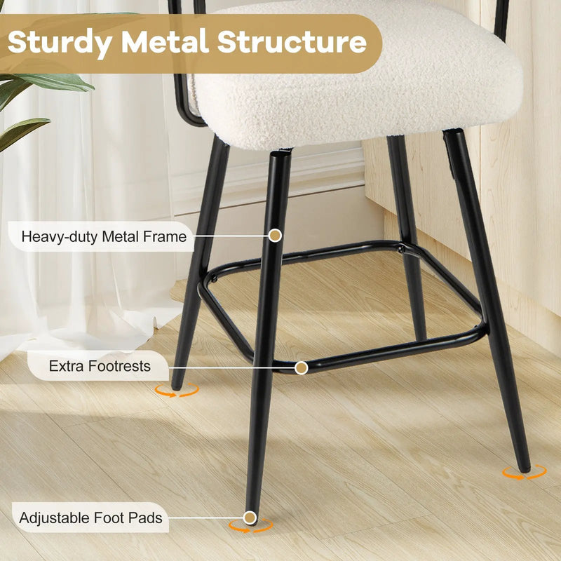 Swivel Bar Stool Set of 2 Counter Height Chairs with Curved Back and Arms by DirectDeals