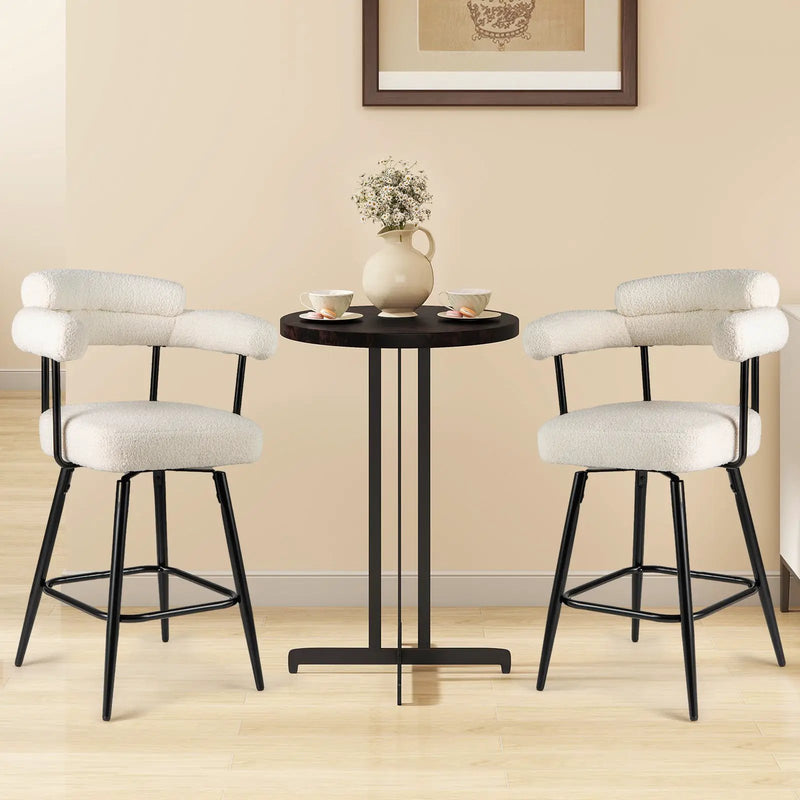 Swivel Bar Stool Set of 2 Counter Height Chairs with Curved Back and Arms by DirectDeals
