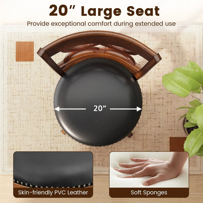 Swivel Bar Stools Set of 2 with High Backrest and Wood Frame by DirectDeals