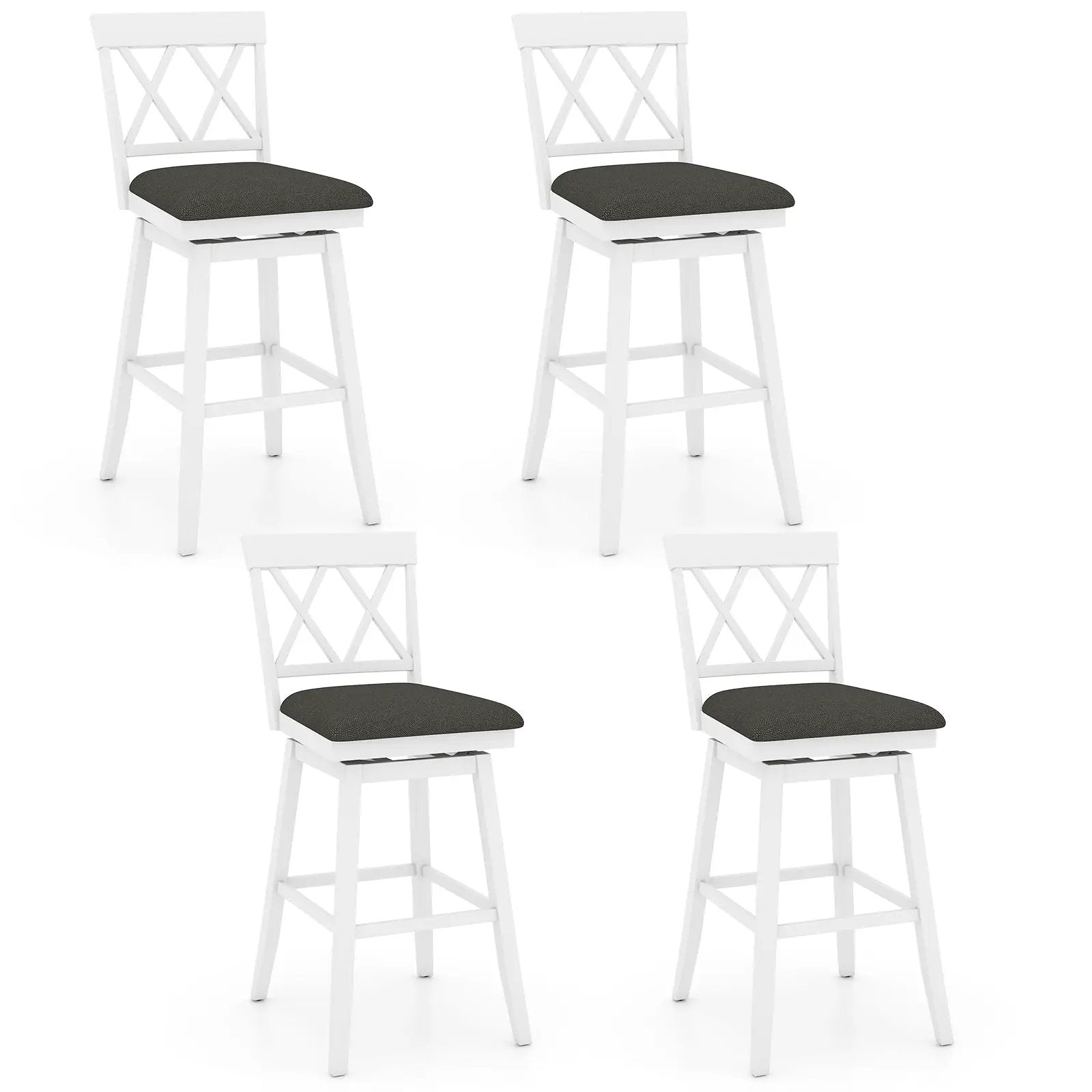 Swivel Bar Stools Set of 4 Counter Height Barstools with Backrest Upholstered Seat Cushion by DirectDeals