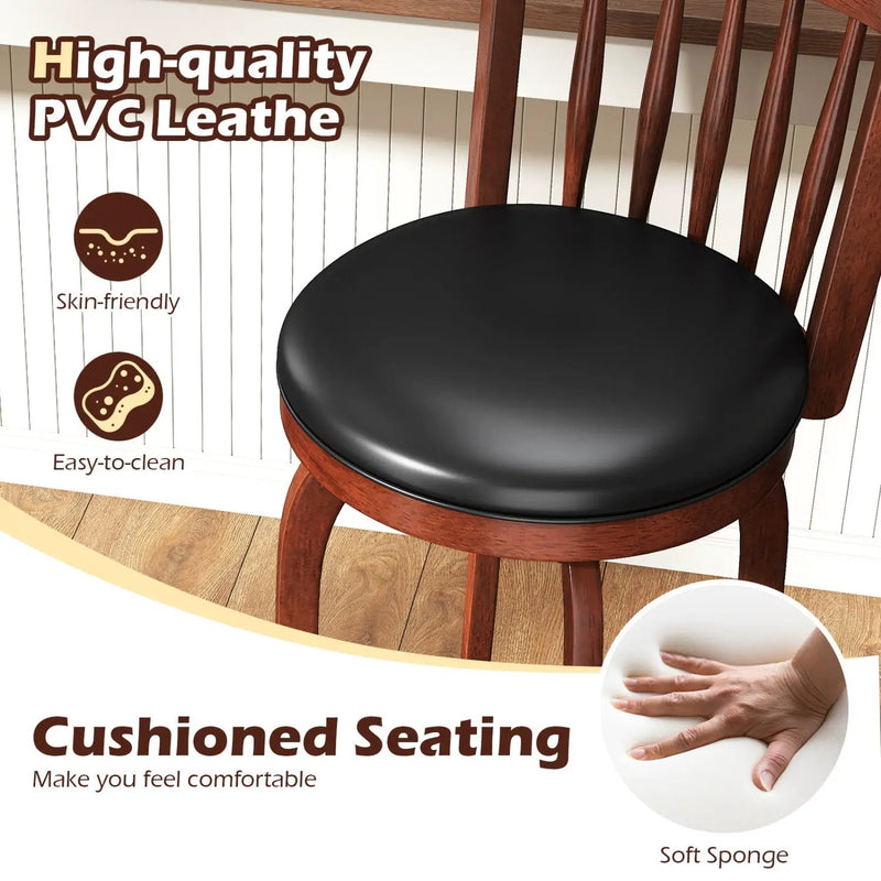 Swivel Bar Stools Set of 2 Counter Height Faux Leather Upholstered Barstools by DirectDeals
