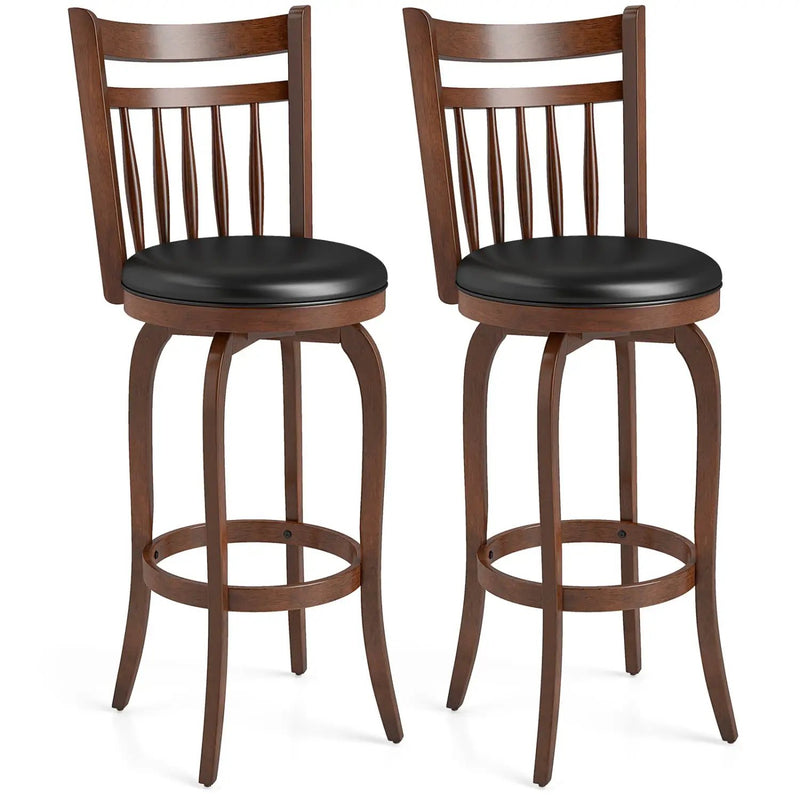 Swivel Bar Stools Set of 2 Counter Height Faux Leather Upholstered Barstools by DirectDeals