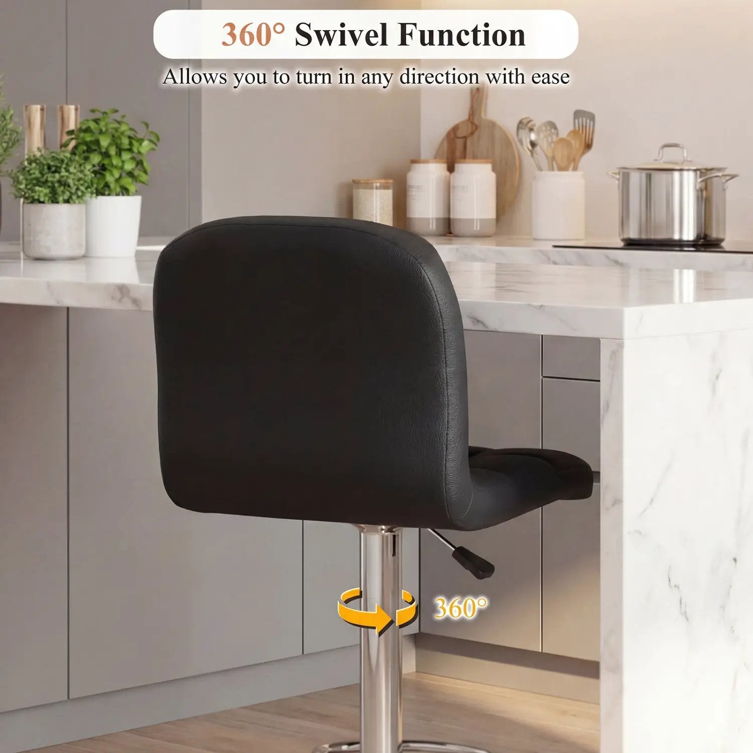 Swivel Bar Stools Set of 2 with Footrests and Metal Base by DirectDeals