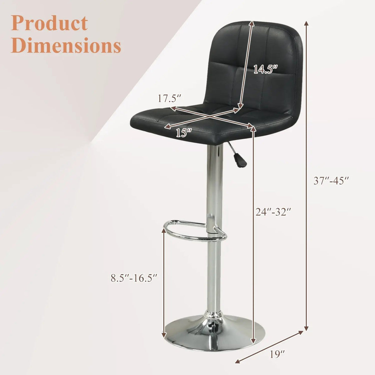 Swivel Bar Stools Set of 2 with Footrests and Metal Base, photo 11 of 16