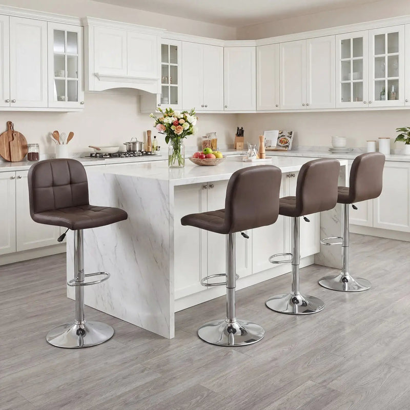 Swivel Bar Stools Set of 2 with Footrests and Metal Base by DirectDeals