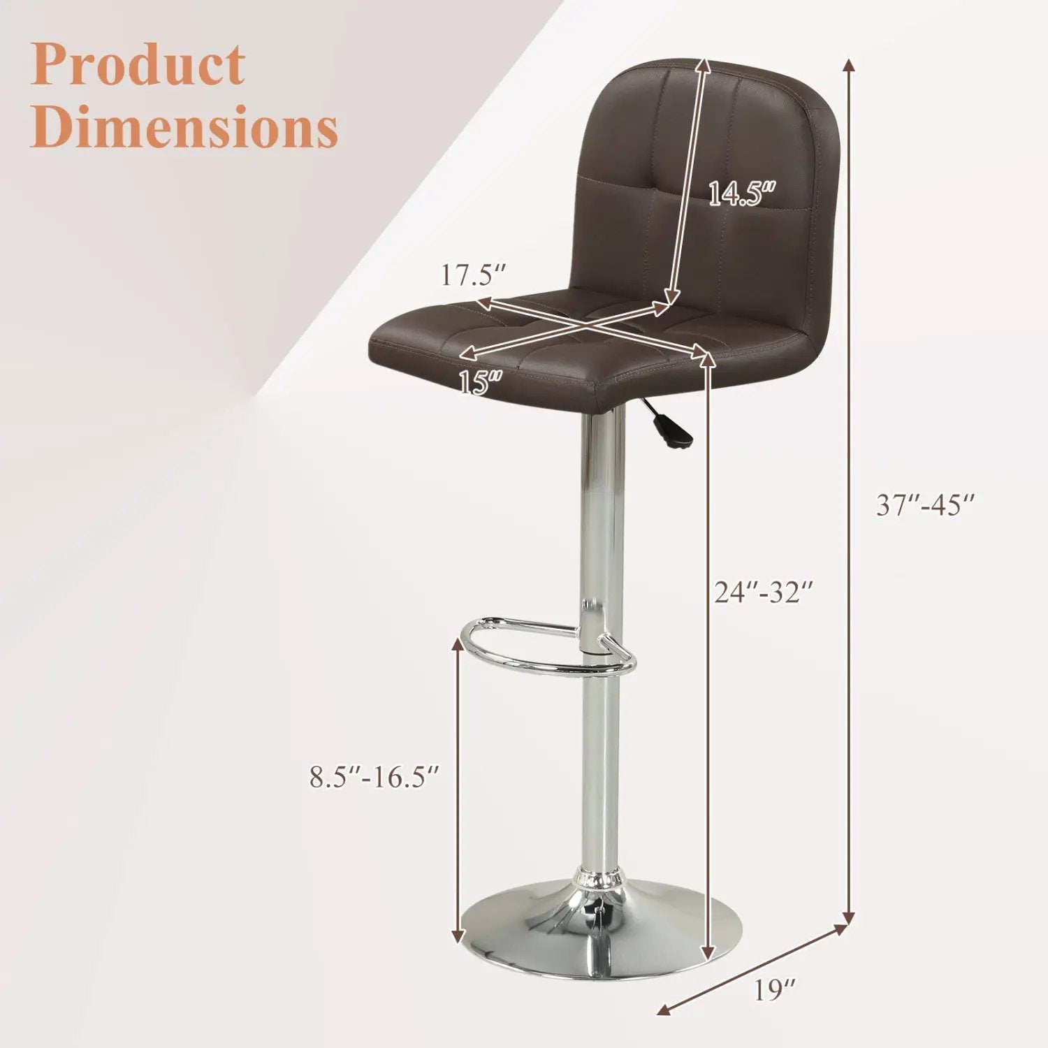 Swivel Bar Stools Set of 2 with Footrests and Metal Base by DirectDeals