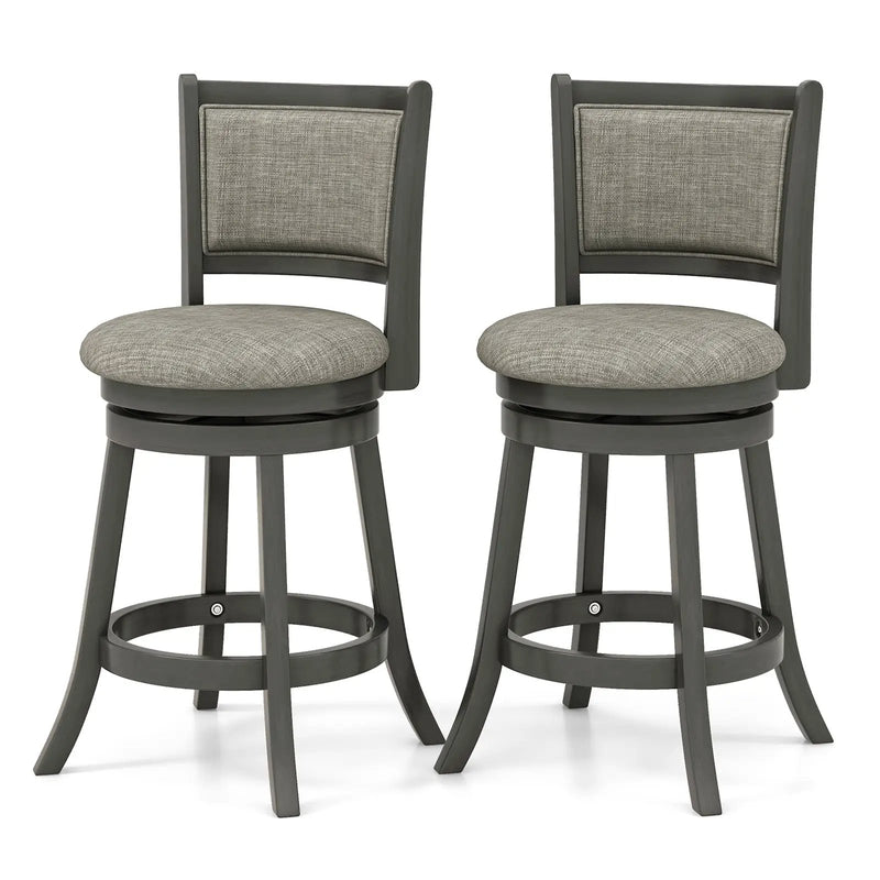 Swivel Bar Stools Set of 2 with Soft-padded Back and Seat by DirectDeals