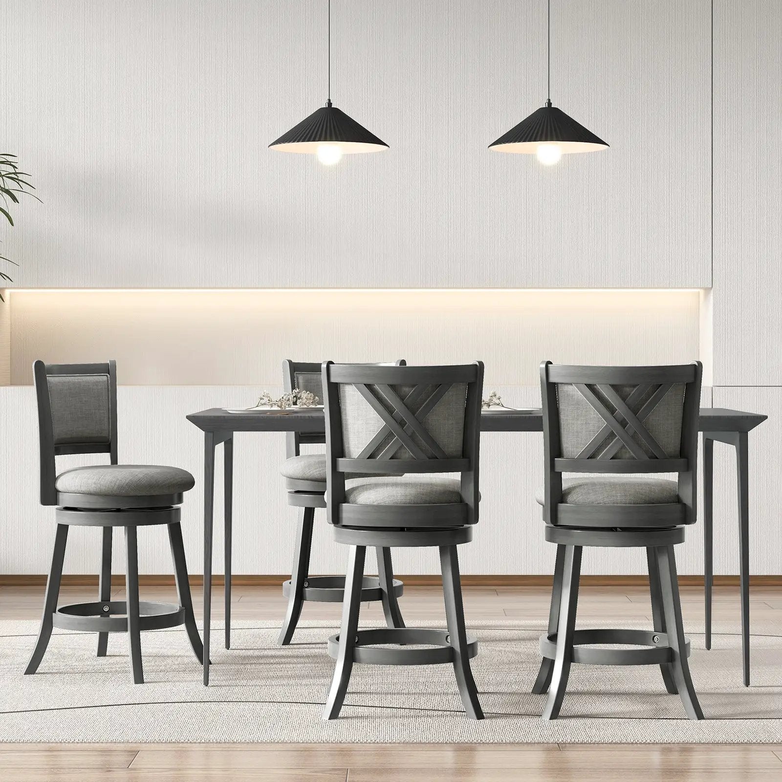 Swivel Bar Stools Set of 2 with Soft-padded Back and Seat by DirectDeals