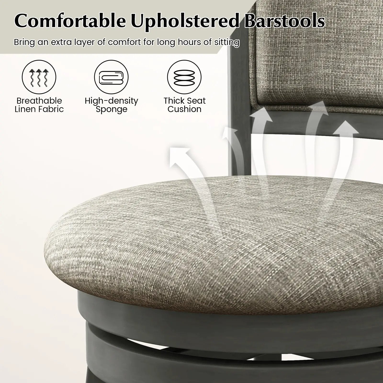 Swivel Bar Stools Set of 2 with Soft-padded Back and Seat by DirectDeals