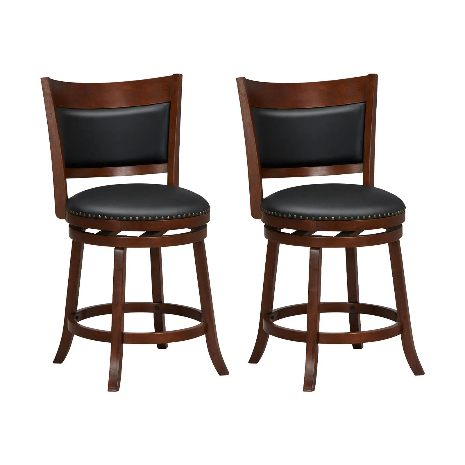 Swivel Bar Stools Set of 2 with 20 Inch Wider Cushioned Seat-Brown by DirectDeals