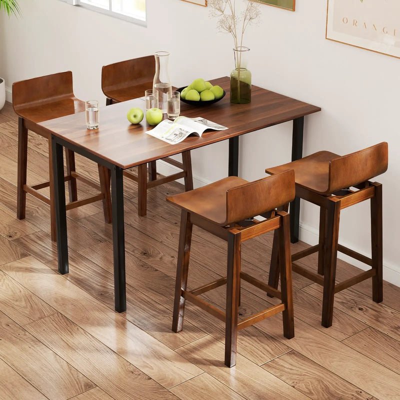 24.5 Inch Swivel Wooden Bar Stools Set of 2 with Rubber Wood Legs and Low Back by DirectDeals