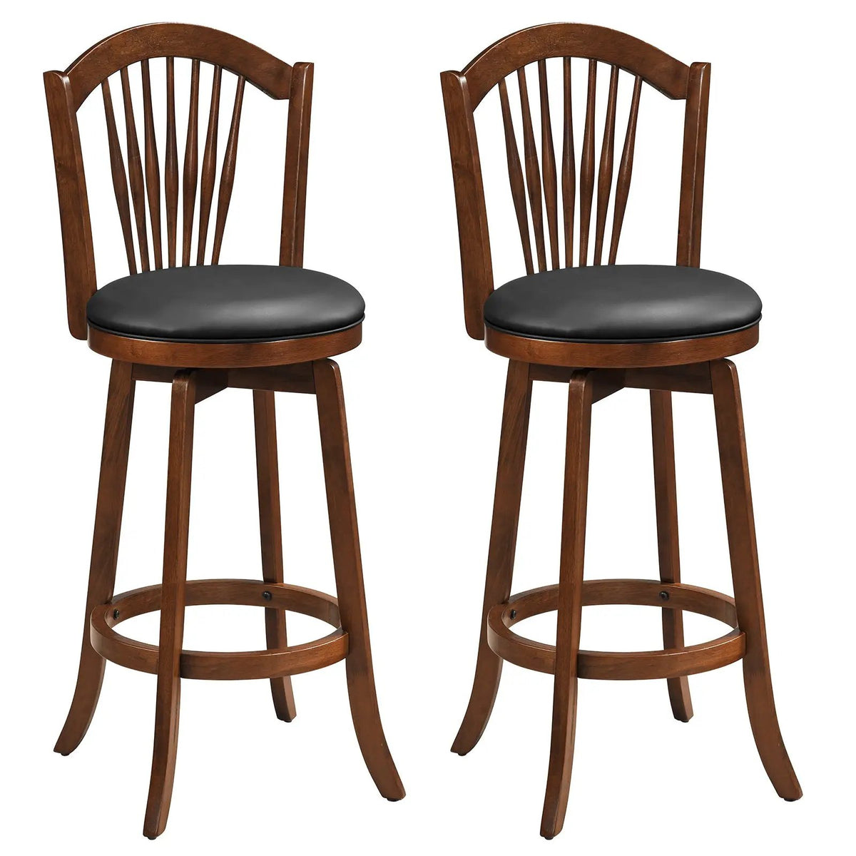 Swivel Bar Stools with Backrests and Wood Frame for Kitchen Island, photo 6 of 16