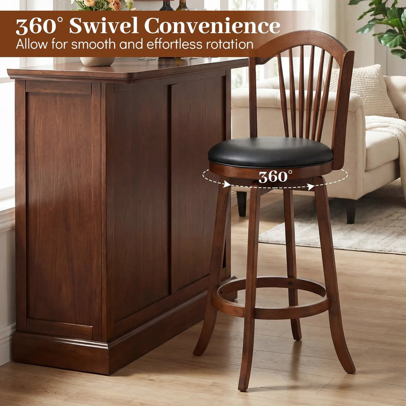 Swivel Bar Stools with Backrests and Wood Frame for Kitchen Island by DirectDeals