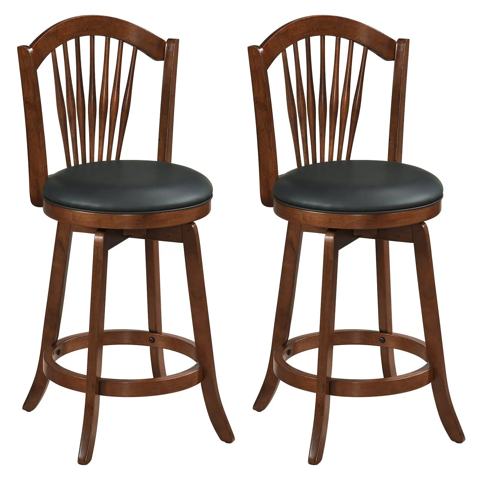 Swivel Bar Stools with Backrests and Wood Frame for Kitchen Island by DirectDeals