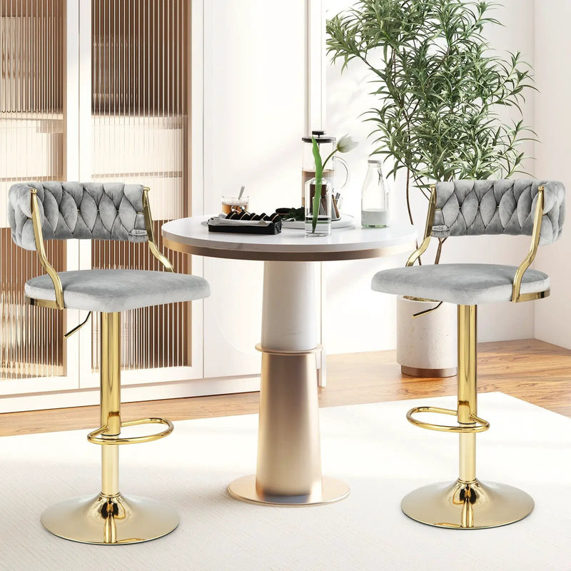 Swivel Barstool with Woven Back Set of 2 for Kitchen Island Cafe by DirectDeals