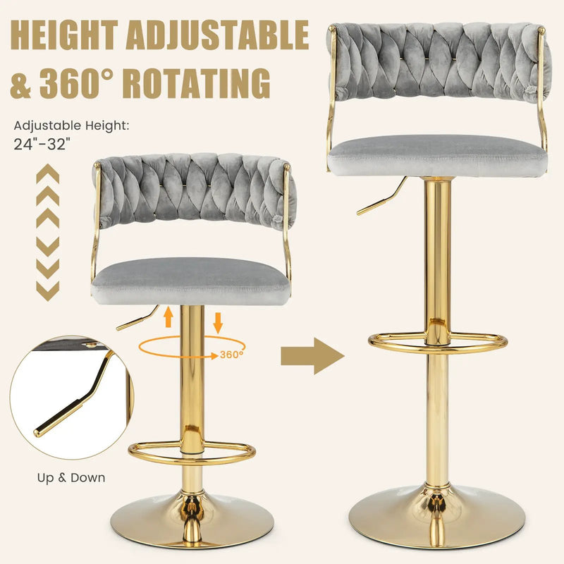 Swivel Barstool with Woven Back Set of 2 for Kitchen Island Cafe by DirectDeals