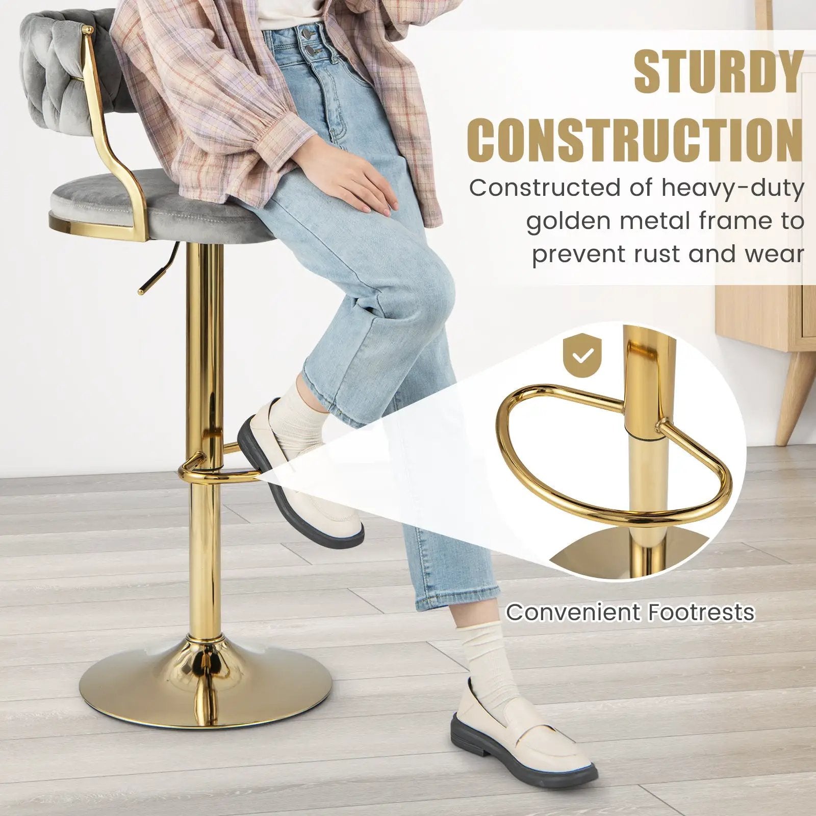 Swivel Barstool with Woven Back Set of 2 for Kitchen Island Cafe by DirectDeals