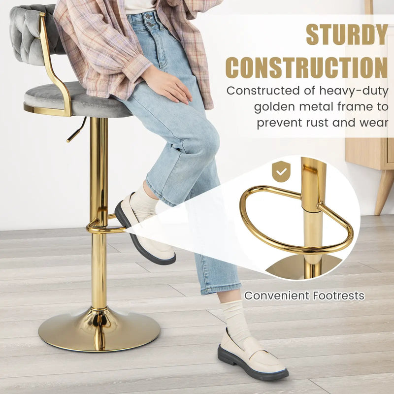 Swivel Barstool with Woven Back Set of 2 for Kitchen Island Cafe by DirectDeals