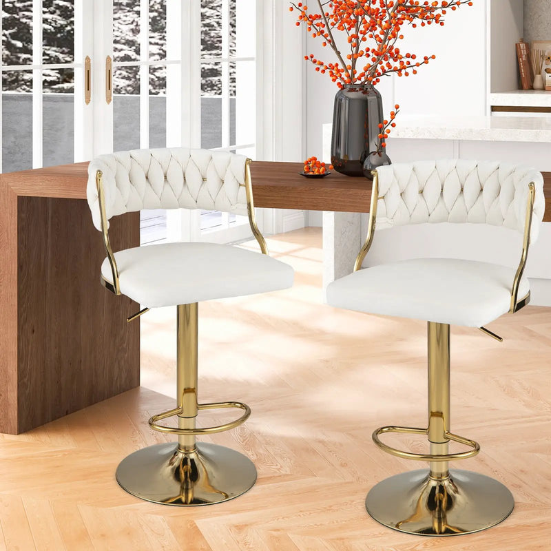 Swivel Barstool with Woven Back Set of 2 for Kitchen Island Cafe by DirectDeals