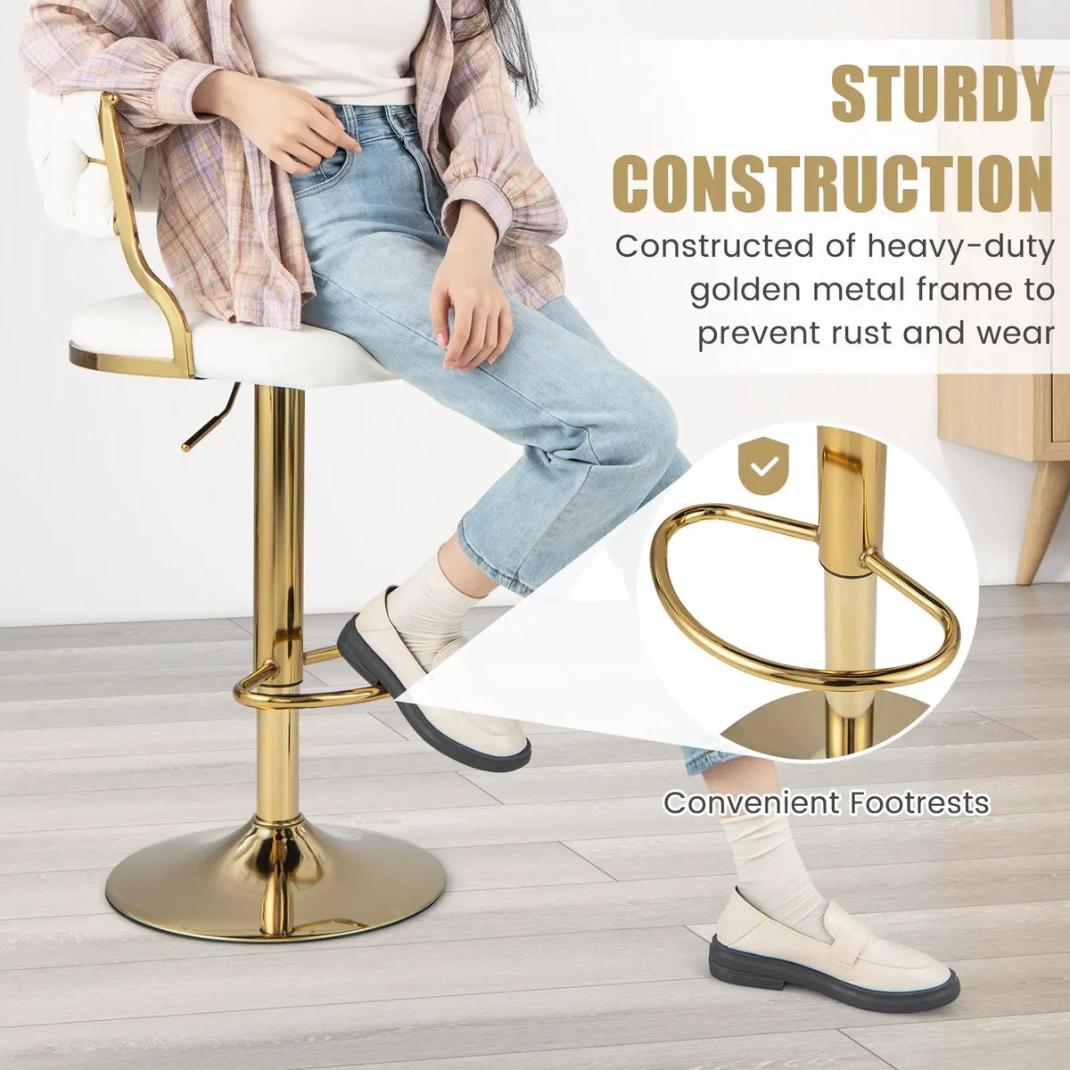 Swivel Barstool with Woven Back Set of 2 for Kitchen Island Cafe, photo 13 of 23