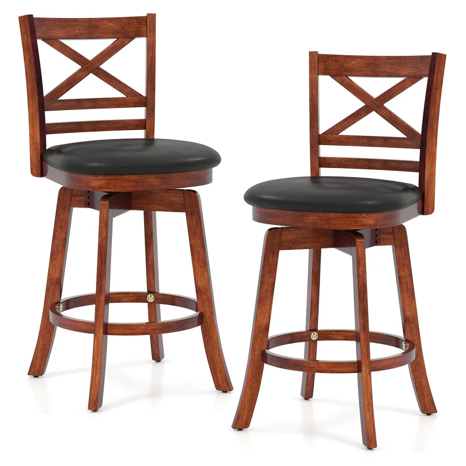 Swivel Barstools Set of 2 with Backrest and Footrest by DirectDeals
