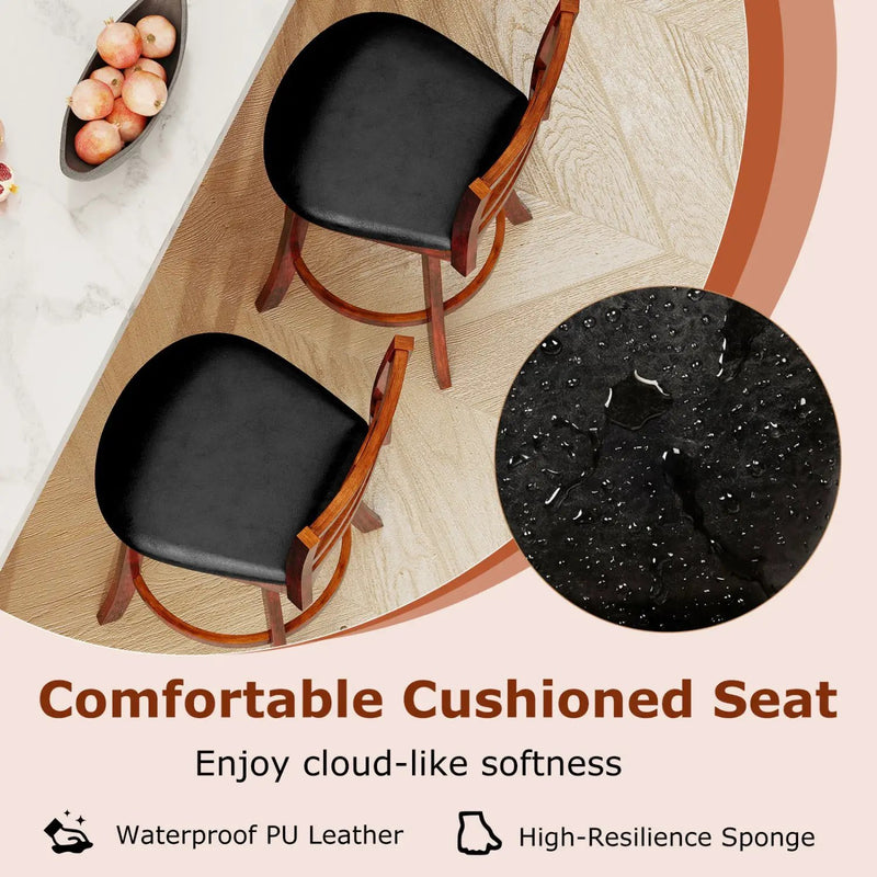 Swivel Barstools Set of 2 with Backrest and Footrest by DirectDeals