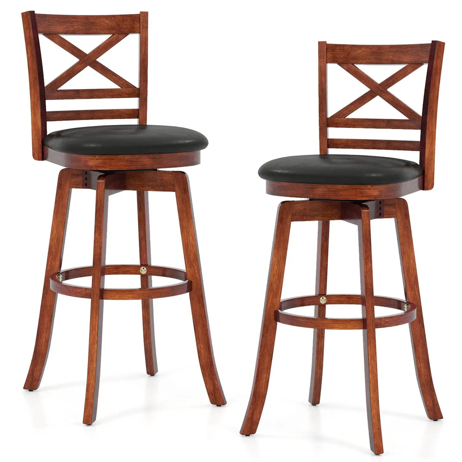 Swivel Barstools Set of 2 with Backrest and Footrest by DirectDeals