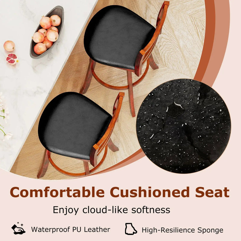 Swivel Barstools Set of 2 with Backrest and Footrest by DirectDeals