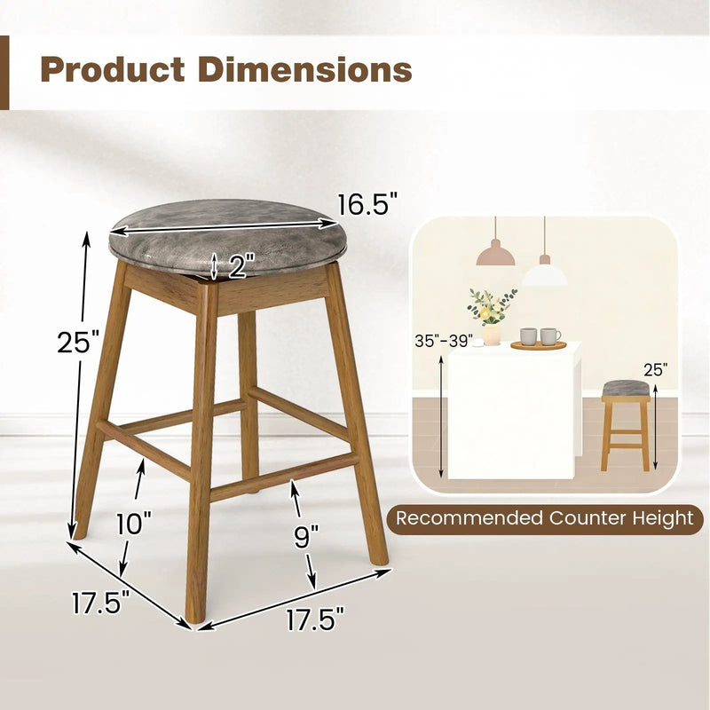 Swivel Counter Height Barstools with Solid Wood Legs and Footrests-Set of 2 by DirectDeals