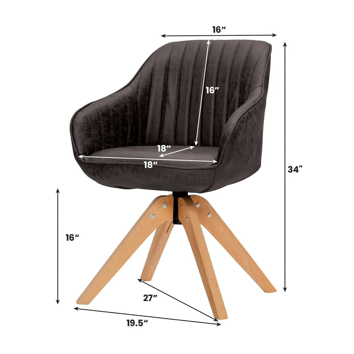 Modern Leathaire Set of 2 Swivel Accent Chair with Beech Wood Legs, photo 13 of 24