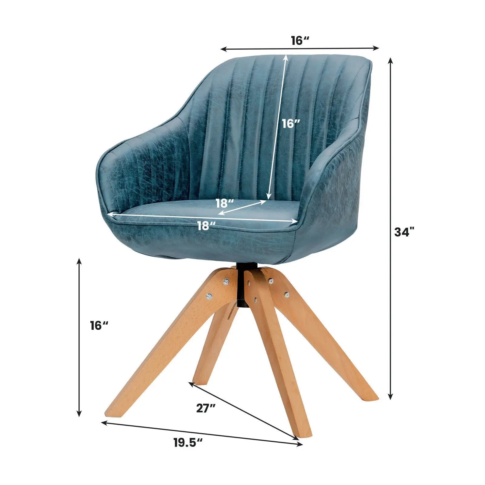 Modern Leathaire Set of 2 Swivel Accent Chair with Beech Wood Legs by DirectDeals