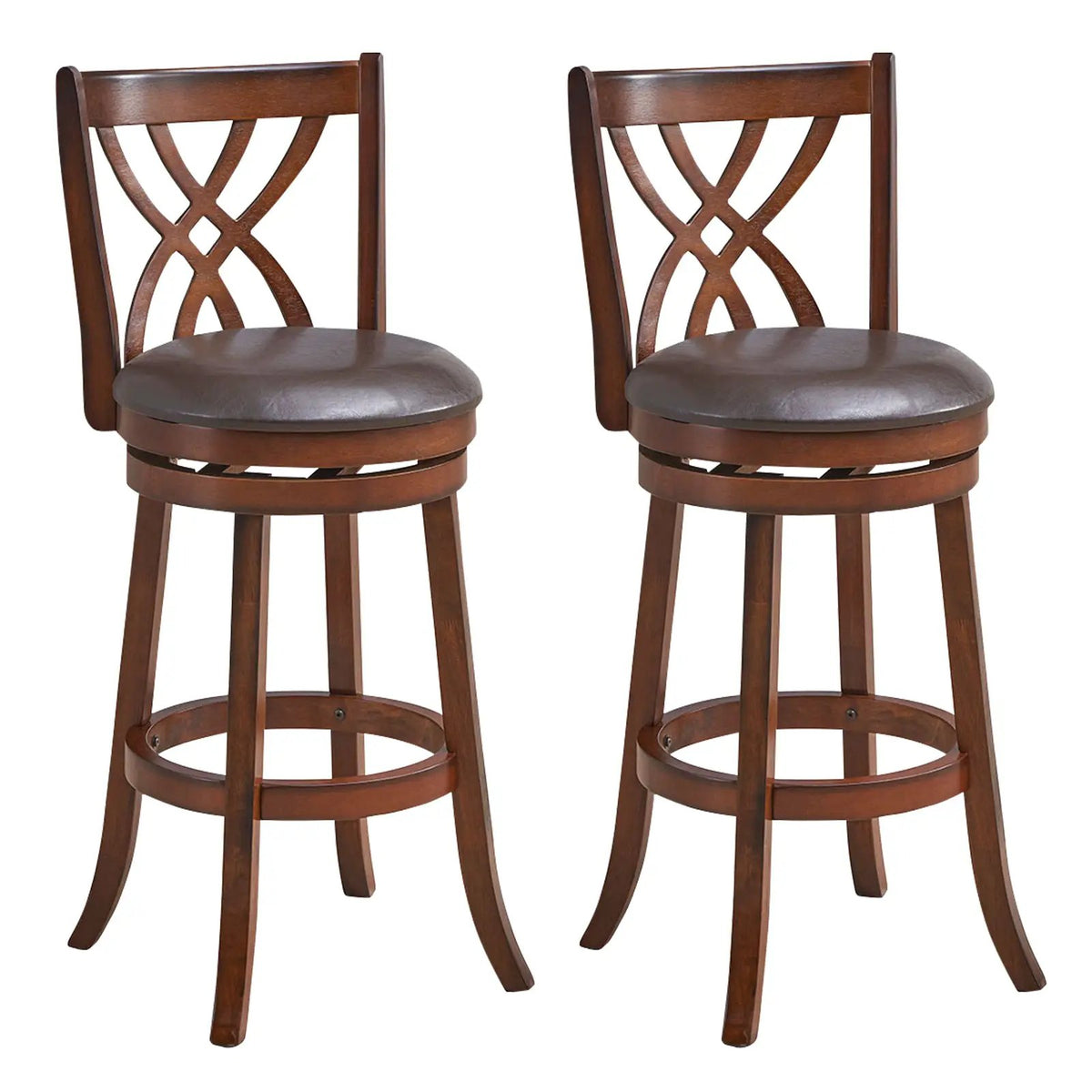360° Swivel Counter Height Chairs with PU Leather Cushioned Seat and Footrests, photo 9 of 9
