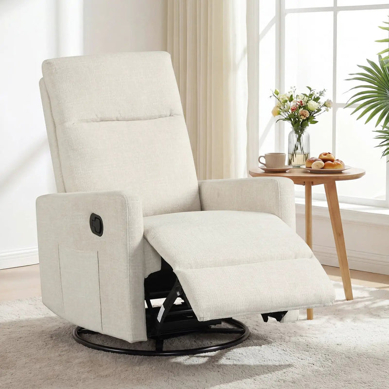 Swivel Rocking Chair 360° Nursery Reclining Rocker Armchair with Cushioned Back by DirectDeals