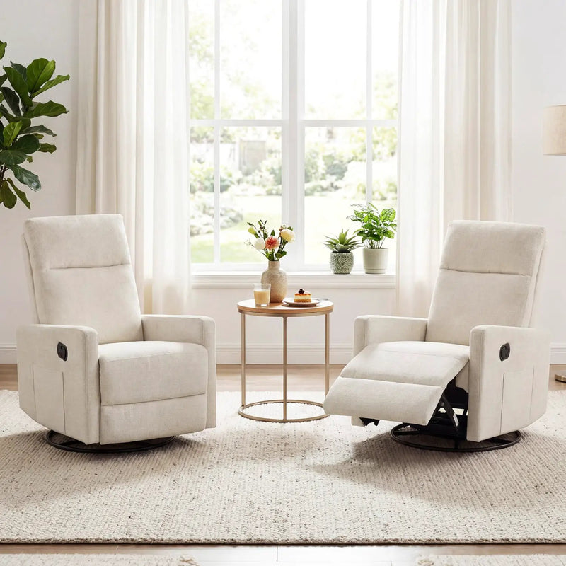 Swivel Rocking Chair 360° Nursery Reclining Rocker Armchair with Cushioned Back by DirectDeals